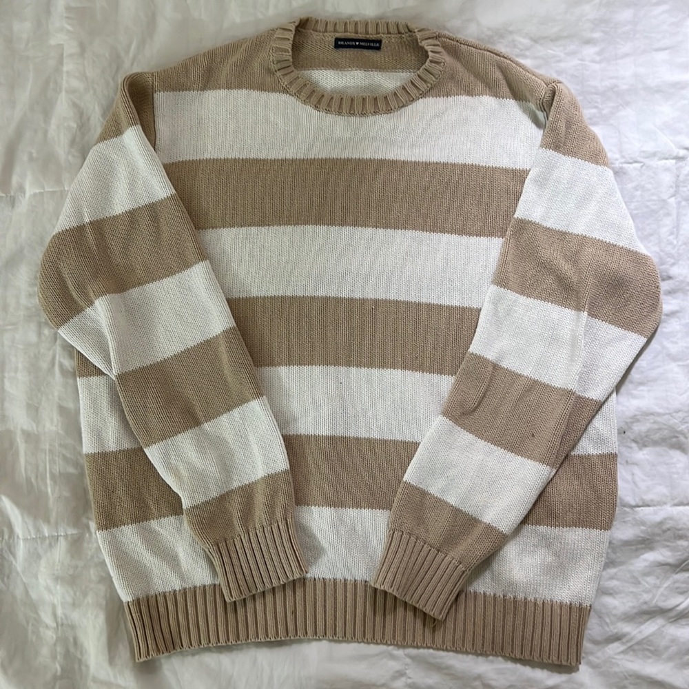 brandy melville cream and white knit sweater